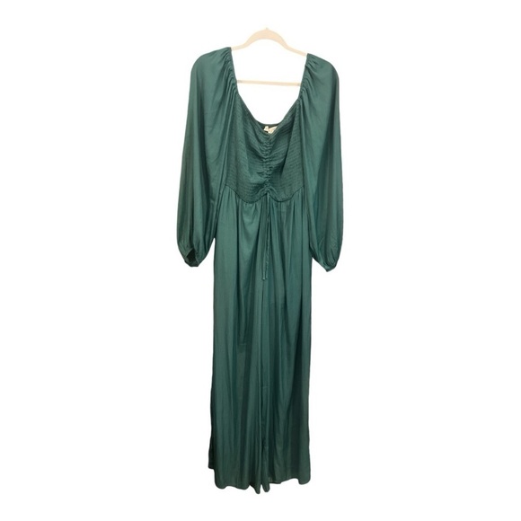 She and Sky Wide Leg Green Satin Jumpsuit Size Large M1 - Picture 1 of 4